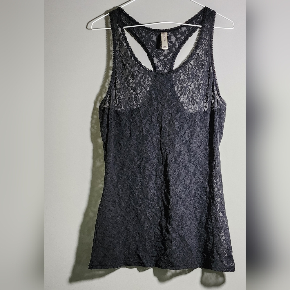 Vintage Cacique 18/20 Black Lace Racerback Sleeveless Top